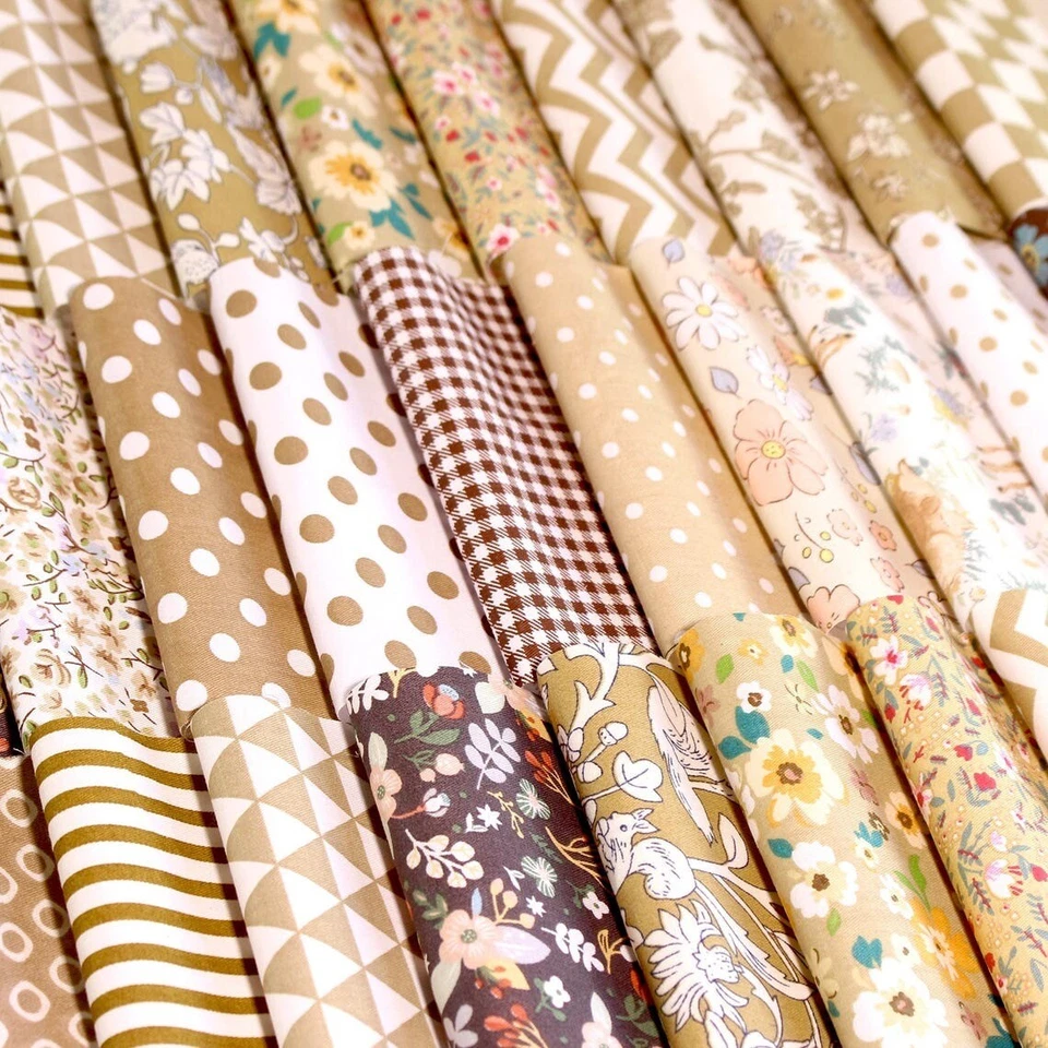 100 Mix Brown Fabric 4" Cotton  Squares Bundle Quilting Scrap Sewing Craft DIY - Image 3 of 4