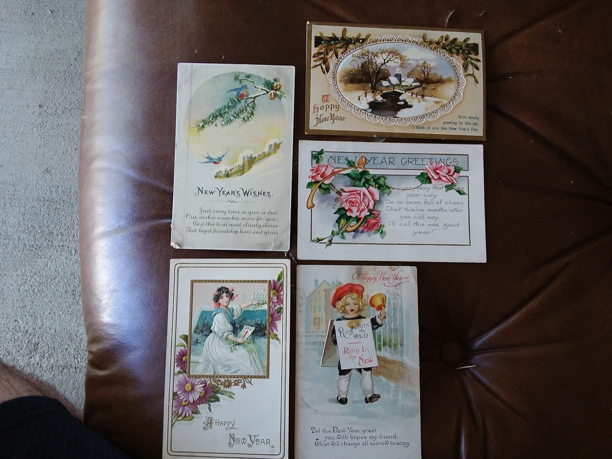 Lot of 5 Antique Early 1900s Embossed 