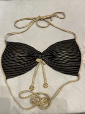 Luli Fama Women's Moon Over Miami Molded Push-Up Halter Gold/black Sz. Small New