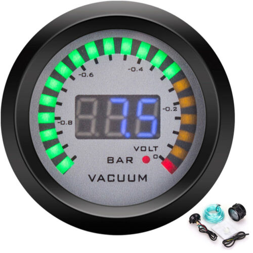 2 Inch 52mm Vacuum Gauge + Voltmeter Leds Digital Car Vacuum Bar Voltage Meter   - Foto 1 di 9