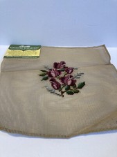 Vintage Bucilla Decorator Needlepoint Canvas Rose Flowers Hand Embroidered