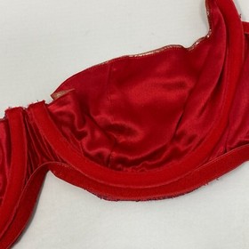 Agent Provocateur Samarra SOIREE Red Gold Viscose Leather Silk Bra 36C New