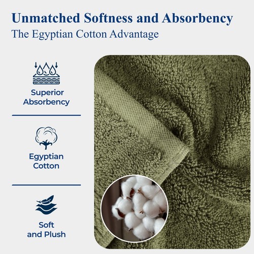 Egyptian Cotton Pile Plush Heavyweight Absorbent Luxury Soft 3-Piece Towel Set - Picture 55 of 196