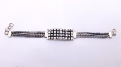 28.1 Gm 925 Sterling Silver Natural Pearl Cab Gemstone Fine Bracelet Size 8.25" - Picture 4 of 8