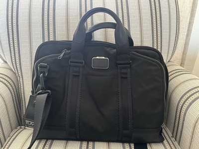 TUMI Alpha Bravo Slim Briefcase Ballistic Nylon Laptop Bag Black w Strap 232790D