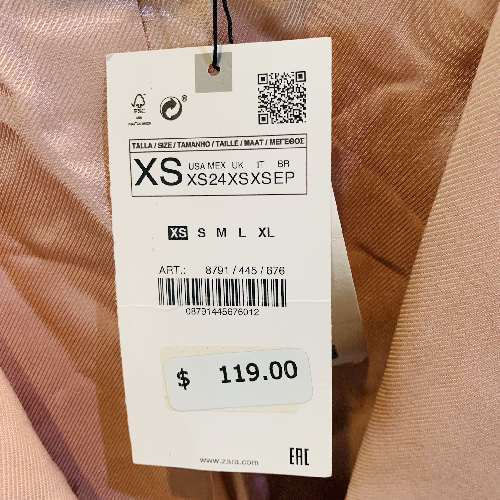 Zara Pink Jacket Size Extra Small NWT Blazer 8791 / 445 / 676 image 3