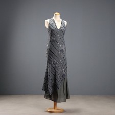 Abito Seta Luan Sarè Perline Paillettes Floreale Taglia M Italia Originale