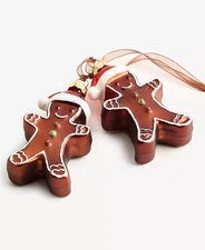 Holiday Lane Set of 2 Gingerbread Boy ornaments, 3 3/4" Tall, NWT