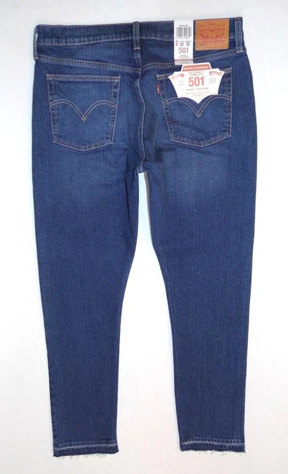 LEVI'S Women's NEW 501 S Original Skinny Fit Jeans 32"W x 30"L 12/14 Blue Denim - Image 3 of 4