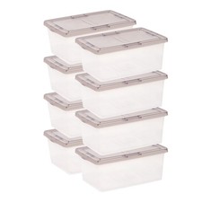 17 Qt. Plastic Storage Bins W/ Lids Stackable Storage Containers Totes 8 Pack