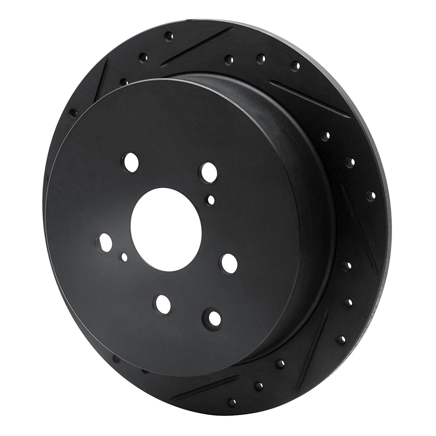Dynamic Friction 633-76141L DFC Brake Rotor - Drilled and Slotted - Black