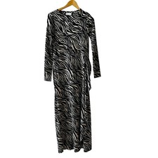 ASOS Zebra Print Long Sleeve Maxi Dress Size 2 Black white 