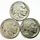 Lot of 3 - 1920-S Buffalo Nickel 5c Coins Circulated Semi-Key Date #2