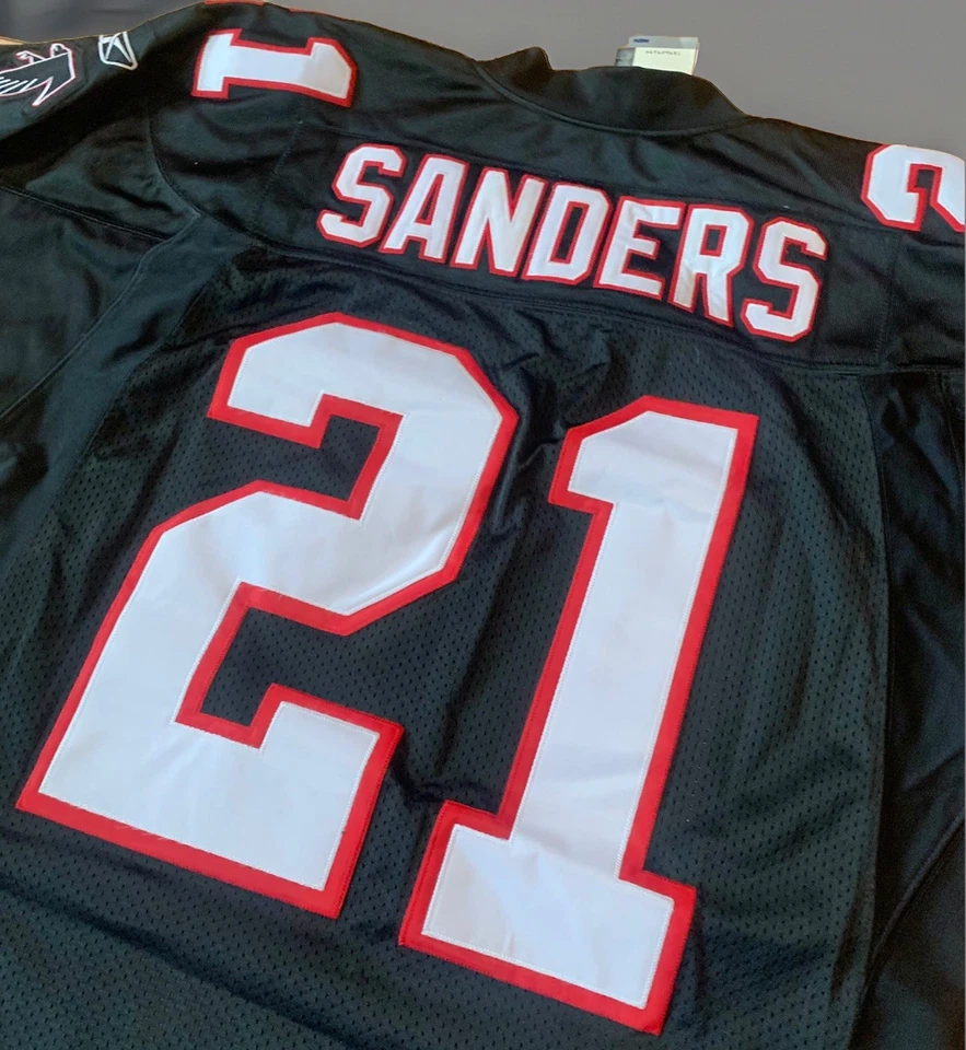 Camiseta Vintage Nova Com Etiqueta Reebok Atlanta Falcons #21 Deion Sanders Reebok NFL Tamanho 46 - Imagem 4 de 4