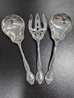 Queen s Fancy Lyon Stainless Salad Serving Fork Berry Spoon Serving 3 Piece Lot