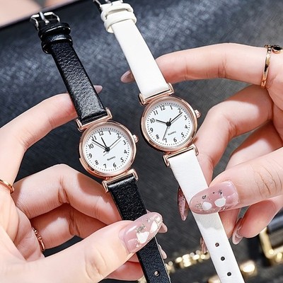 Kleine für Zifferblatt Damen Quarzuhr leicht mit klassischem Lederarmband