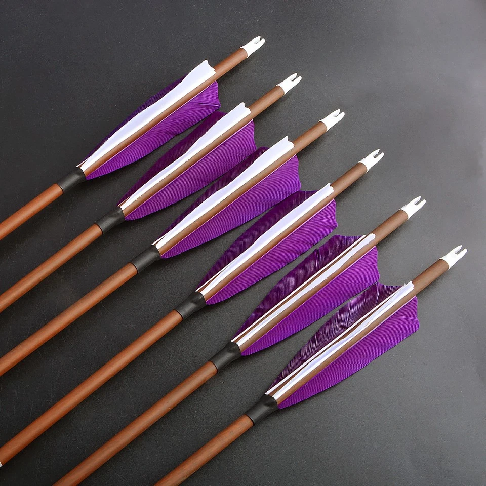 31" Pure Carbon Arrows SP340 400 500 600 Feathers Compound Recurve Bow Hunting - Image 2 of 4