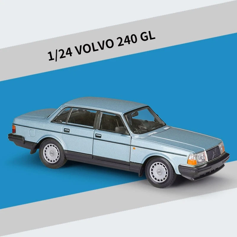 1:24 Scale Volvo 240 GL Model Car Metal Diecast Vehicles Collection Gifts Blue - Image 3 of 4