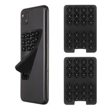 2Pcs Silicone Suction Phone Case Mount, 3.39"x2.28" Grip Holder, Black