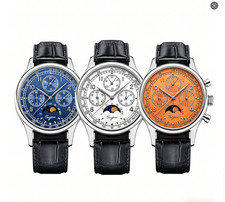 Seagull 1963 Sugess MoonPhase Chronograph Mechanical Swan Neck Watch Black