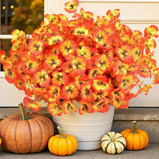 20 Bundles Artificial Fall Flowers for Outdoors, Faux Pansy Fake Mums Flowers Pl