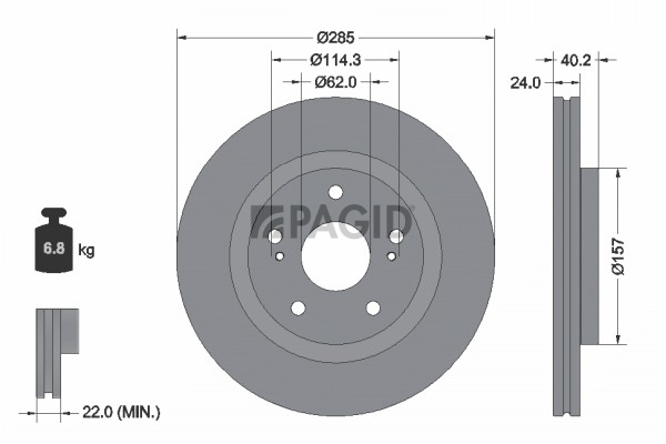 2X Pagid Bremsscheibe InnenbelüFtet Ø285Mm FüR Suzuki Swift V AZ-image