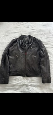 VERA PELE Black Leather Jacket Men's Size XL Made In Italy. Broken Zipper.