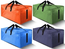 4 Pack Large Strong Moving Bags with Zippers & Carrying Handles - Water-Resis...