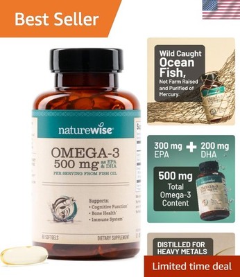 Omega 3 Fish Oil - 500mg Omega 3 per Serving - 300mg EPA & 200mg DHA - Sustai...