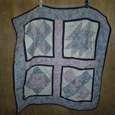 Handmade Sampler Baby Wall Quilt Pink Paisley Blanket Pinwheel Diamond 33.5x34.5