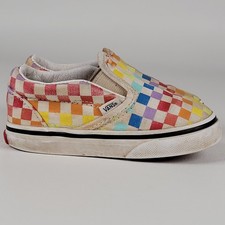 Vans Slip On Rainbow Checkboard Toddler Shoes Size 6