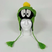 Marvin the Martian Green Winter Trapper Hat Pom Tassel Warner Bros Adult S12
