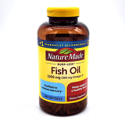 Nature Made Fish Oil 1,200 mg Burpless (240 Count) Exp 06/2028