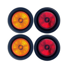 2 Round 9 Led Light Trailer Side Marker Clearance Grommetplug - 2 Amber 2 Red 2 Round 9 Led Light Trailer Side Marker Clearance Grommetplug - 2 Amber 2 Red