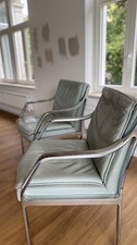 2 X WALTER KNOLL Alpha Chair Sessel Leder Iceblau Art Collection Design Vintage