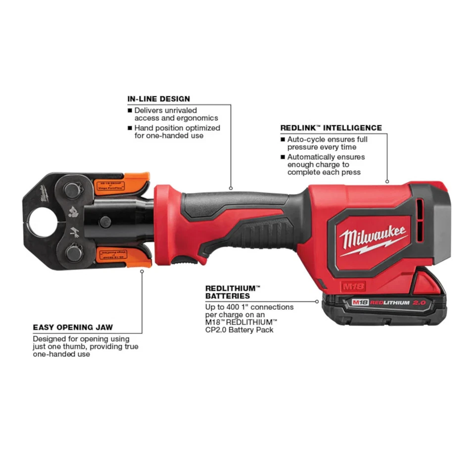 Milwaukee 2674-22P M18 18V Li-Ion Short Throw Press Tool Kit w/ PEX Crimp Jaws - Image 3 of 4