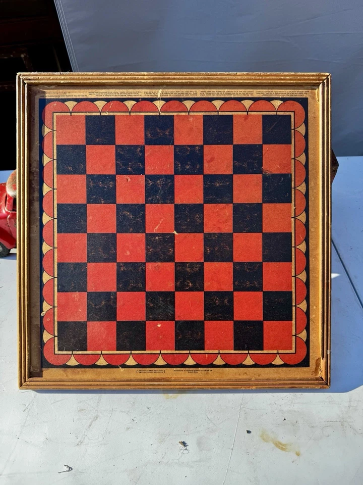 Antique 1938 Checker King Foo Chinese Checkers Board /Checkerboard Straits Mfg - Image 3 of 4