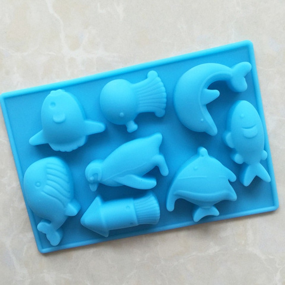 Cartoon 8 Cavity Fish Dolphin Ice Maker Creative Baking Mold Chocolate ...