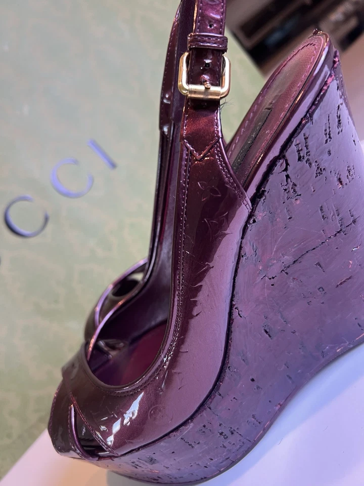 Zapatos Louis Vuitton Cuña Talla 39 Cuero Púrpura Apenas Usados. Gran oferta Foto 4 de 4