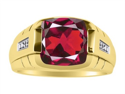 Rylos 14K Gelbgold Rubin & Diamant Kissenform Karo Top Größe 8-13