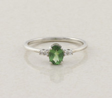 Sterling Silver Green Pine Apatite White Zircon Ring Size 8 1/4