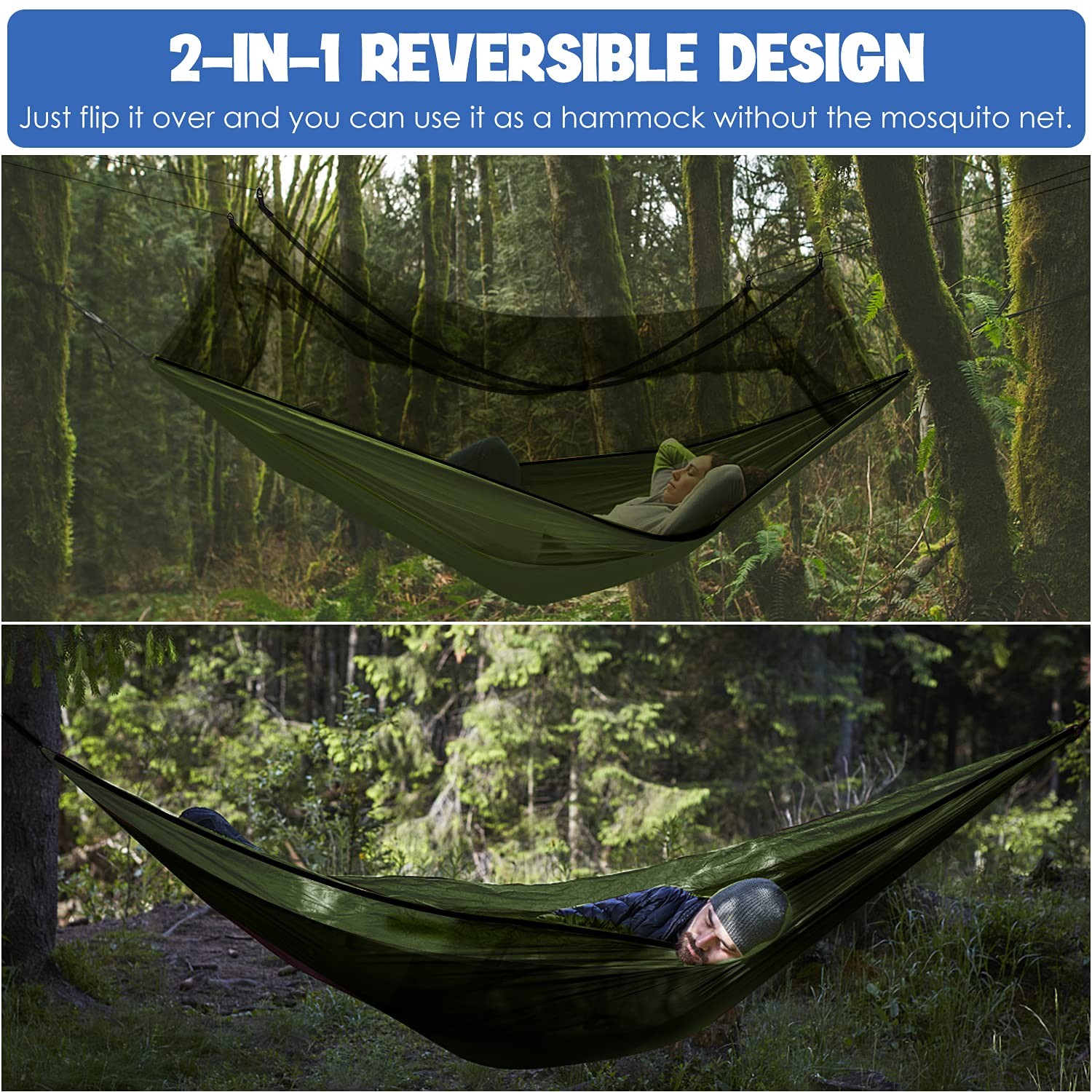 Gold Armour Camping Hammock - Camping Essentials, Double Hammock with Bug Net...