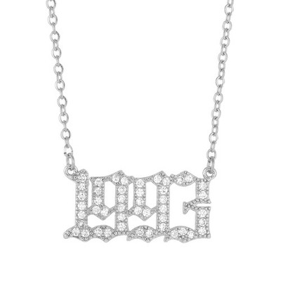 Birth Year Necklace for Women 18K Gold Plated Crystal Pendant Stainless Ste - 31