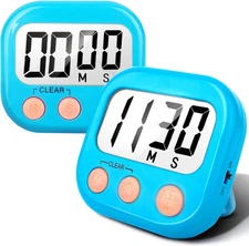 2 Pack Digital Kitchen Timer for Cooking Big Digits Loud Alarm Magnetic Backing