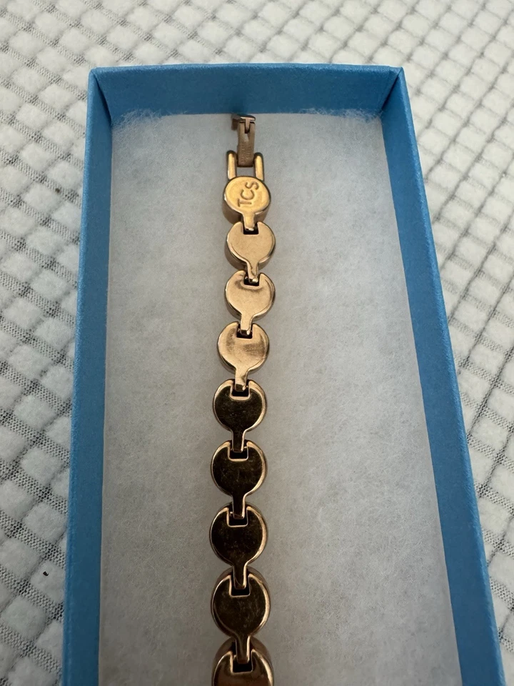 Pulsera Touchstone Cristales ORO ROSA SEDA HIELO Chapada en Oro Rosa 7.25" Foto 4 de 4