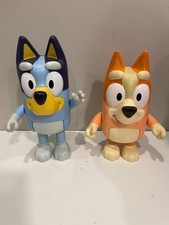 2 LARGE Disney JR BLUEY Blue Heeler Bingo Sister Cartoon Dog 10" and 9" poseable