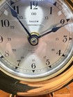 Heavy Brass Ship Clock Quartz Chronometer Microtron Maritime Wood Base -Salem — photo 5