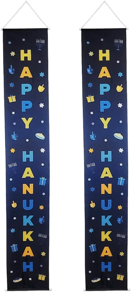 2 Vertical Happy Hanukkah Door Banner Flag Chanukah Decorations, 72