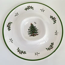 Spode Melamine Christmas Tree Chip/Veggies And Dip Server 14” Fam Holiday Party