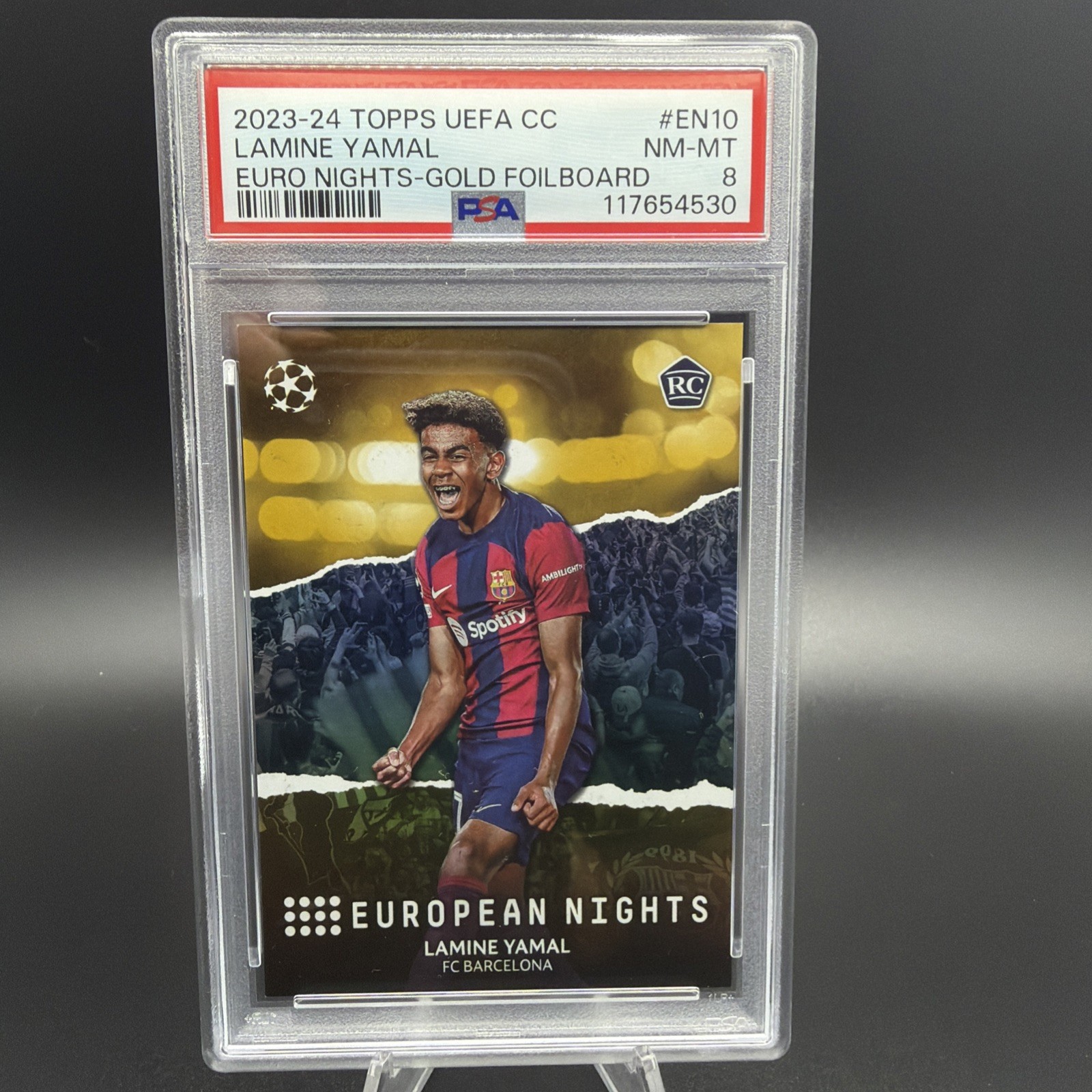 2023-24 Topps UEFA - European Nights Gold /50 Lamine Yamal Rookie RC PSA 8